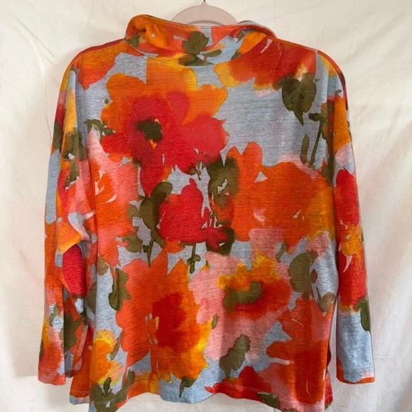 Joie Floral Blouse - Red, Orange, Green, Blue - Picture 2 of 3